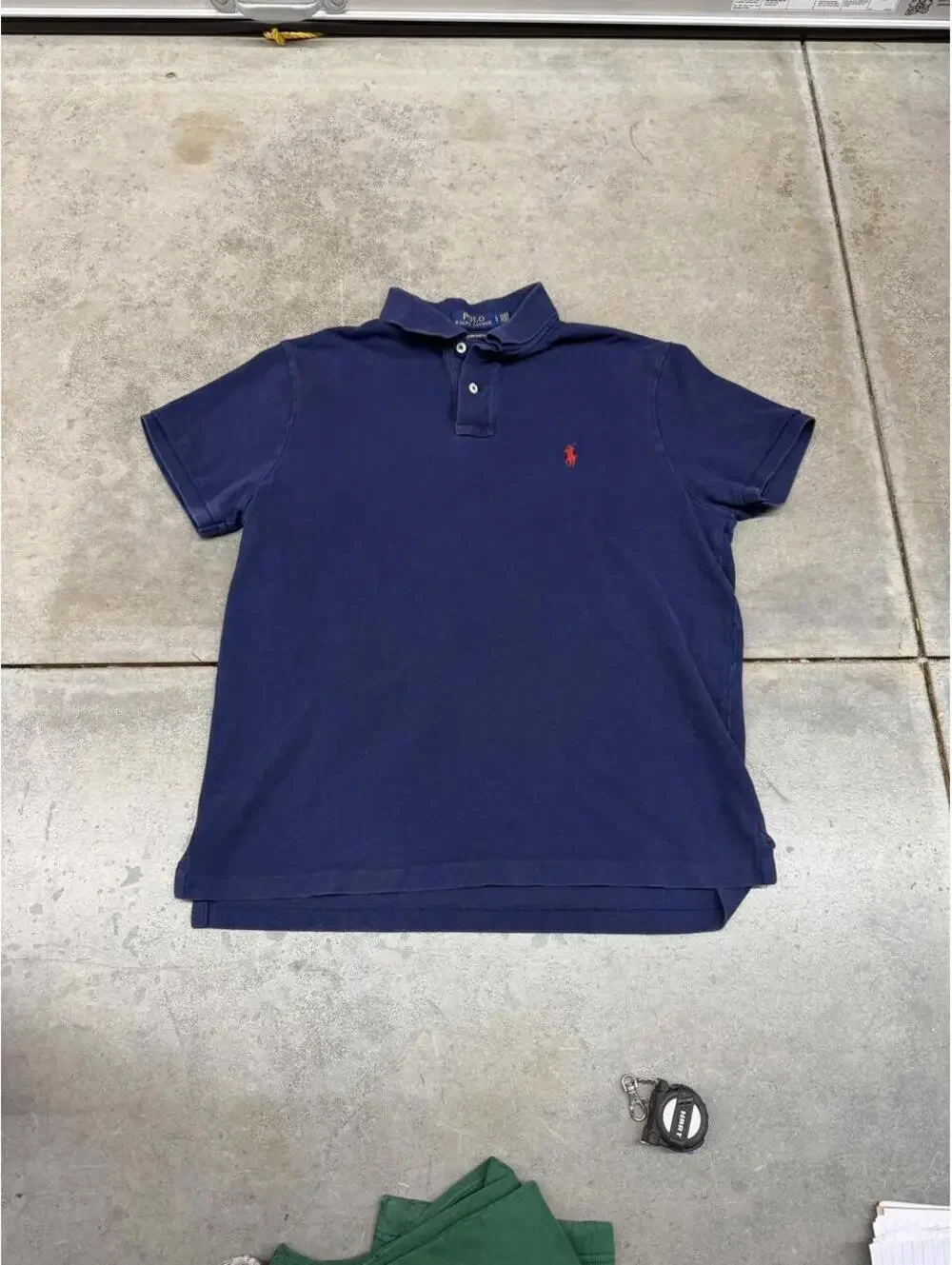 vintage polo ralph lauren navy blue small pony shirt size large